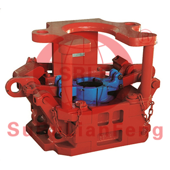 Type E Pneumatic spiders are utilized to handle drill pipe and tubing in oil well repairing. This type of spider can accommodate pipe from 23/8 to 75/8 inch, the rated capacity is 175 tons.